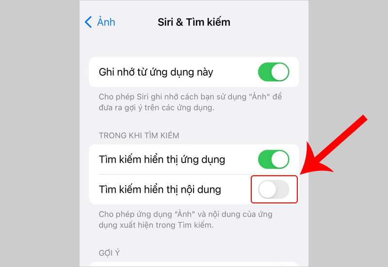 Tắt t&iacute;nh năng T&igrave;m kiếm hiển thị nội dung