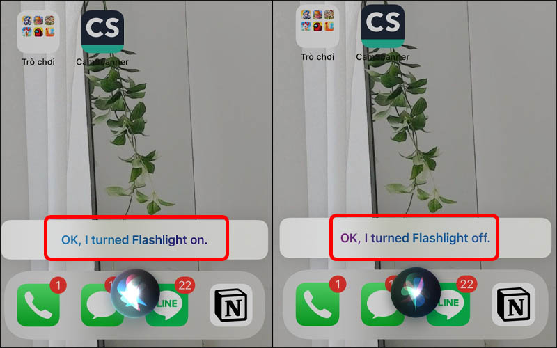 Dùng câu lệnh Hey Siri, turn off the flashlight để tắt đèn pin