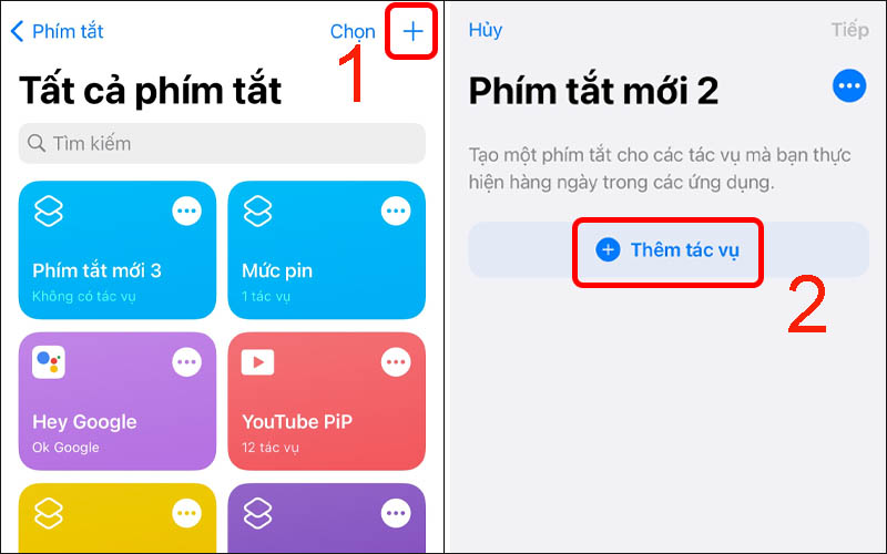  Chọn dấu + rồi nhấn vào Thêm tác vụ
