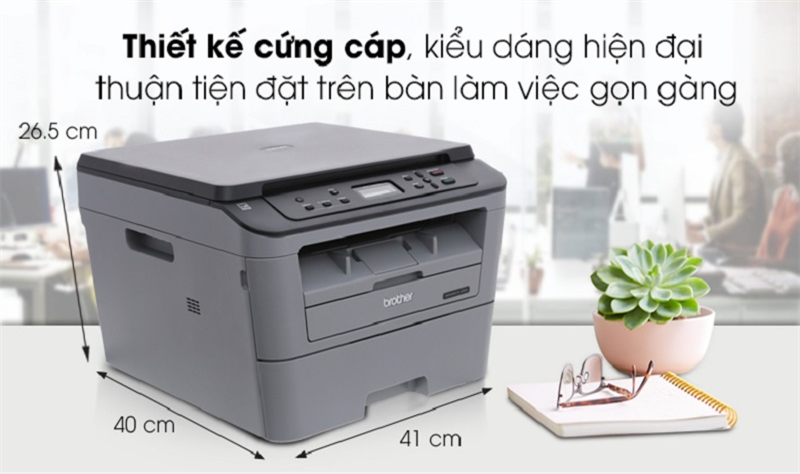 Máy in laser Brother DCP L2520D sở hữu trên mình thiết kế đơn giản, màu đen sang trọng