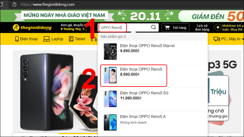 Tìm kiếm sản phẩm tại trang web Thế Giới Di Động