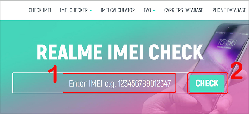 Cách kiểm tra xuất xứ Realme qua website imei.info