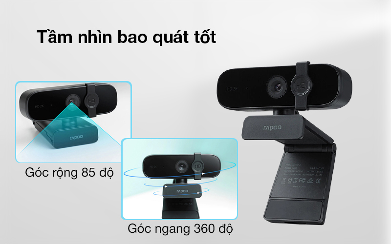 Webcam Rapoo c&oacute; thể mở rộng v&ugrave;ng theo d&otilde;i, cho bạn tiện điều chỉnh