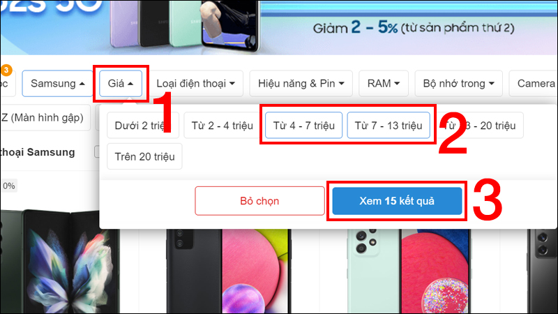 Lọc mức gi&aacute; Từ 4 -7 triệu v&agrave; Từ 7 - 13 triệu