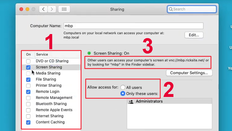 Bạn hãy chọn những đối tượng có thể sử dụng Macbook của bạn từ xa