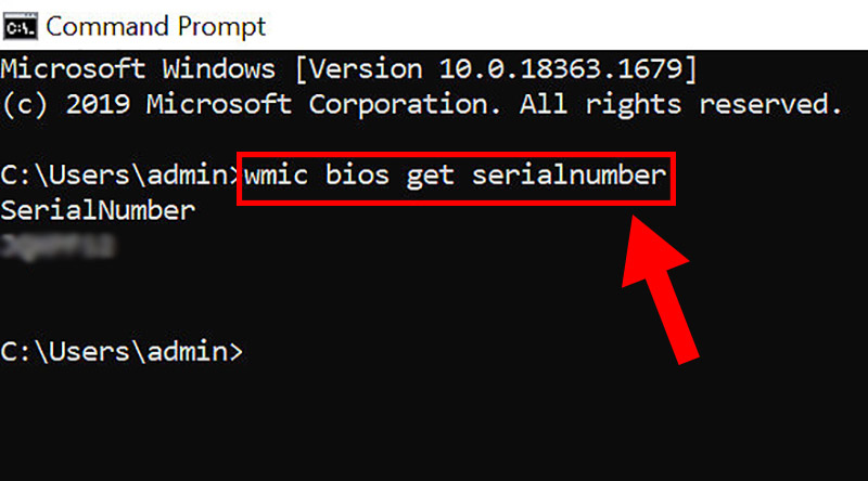 Gõ dòng “wmic bios get serialnumber”