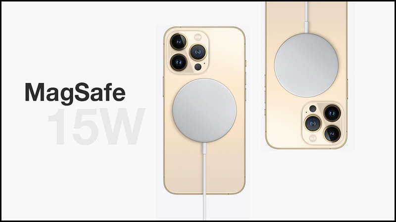 iPhone 13 Pro hỗ trợ sạc kh&ocirc;ng d&acirc;y MagSafe 15 W