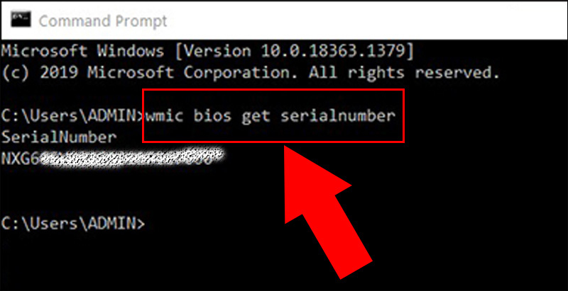 Gõ dòng “wmic bios get serialnumber”