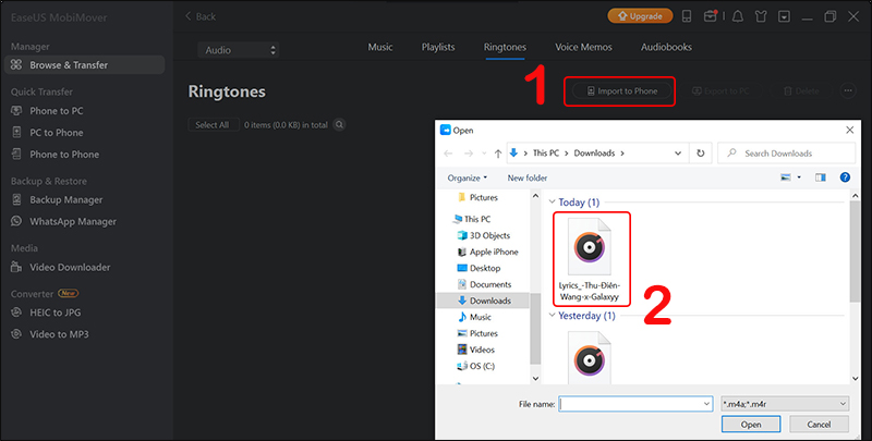 Truyền file nhạc chuông sang điện thoại bằng EaseUS MobiMover