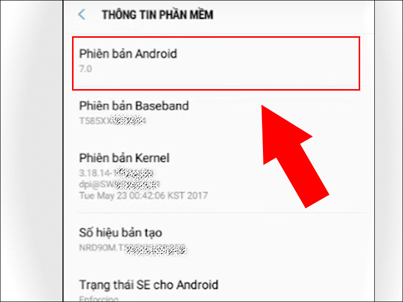 Phiên bản Android trên máy