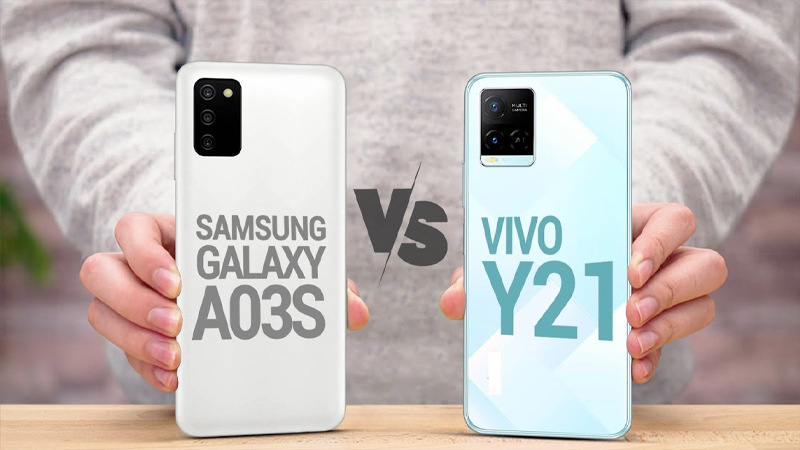 Thiết kế của Galaxy A03s va Vivo Y21