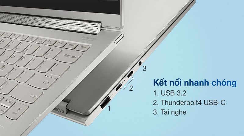 Lenovo Yoga 9 14ITL5 t&iacute;ch hợp đầy đủ c&aacute;c kết nối th&ocirc;ng dụng