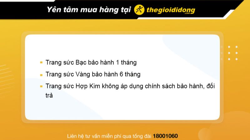 Chính sách bảo hành nhẫn tại Thế Giới Di Động