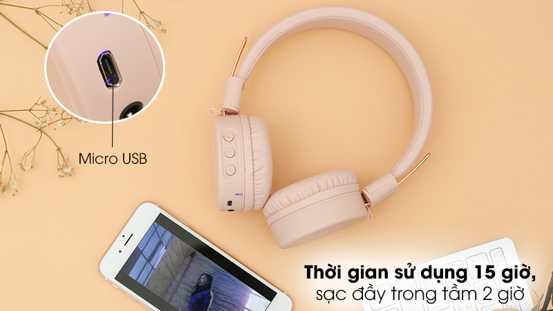 Thời gian sử dụng của tai nghe Bluetooth Mozard K8 c&oacute; thể l&ecirc;n đến 15 giờ