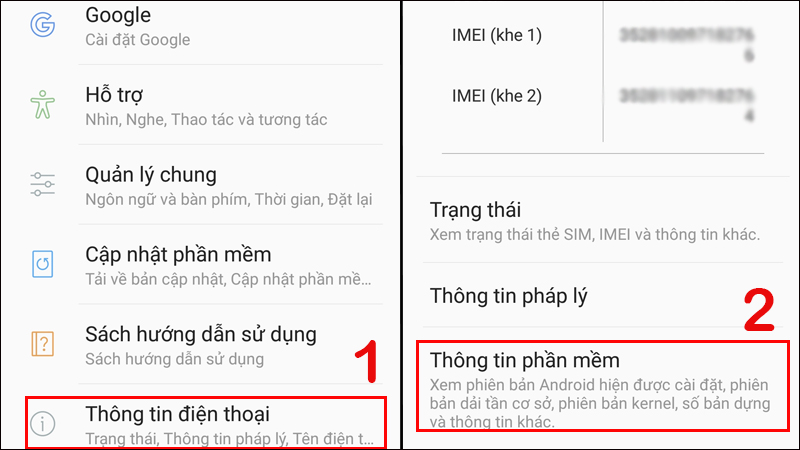 Chọn Thông tin phần mềm