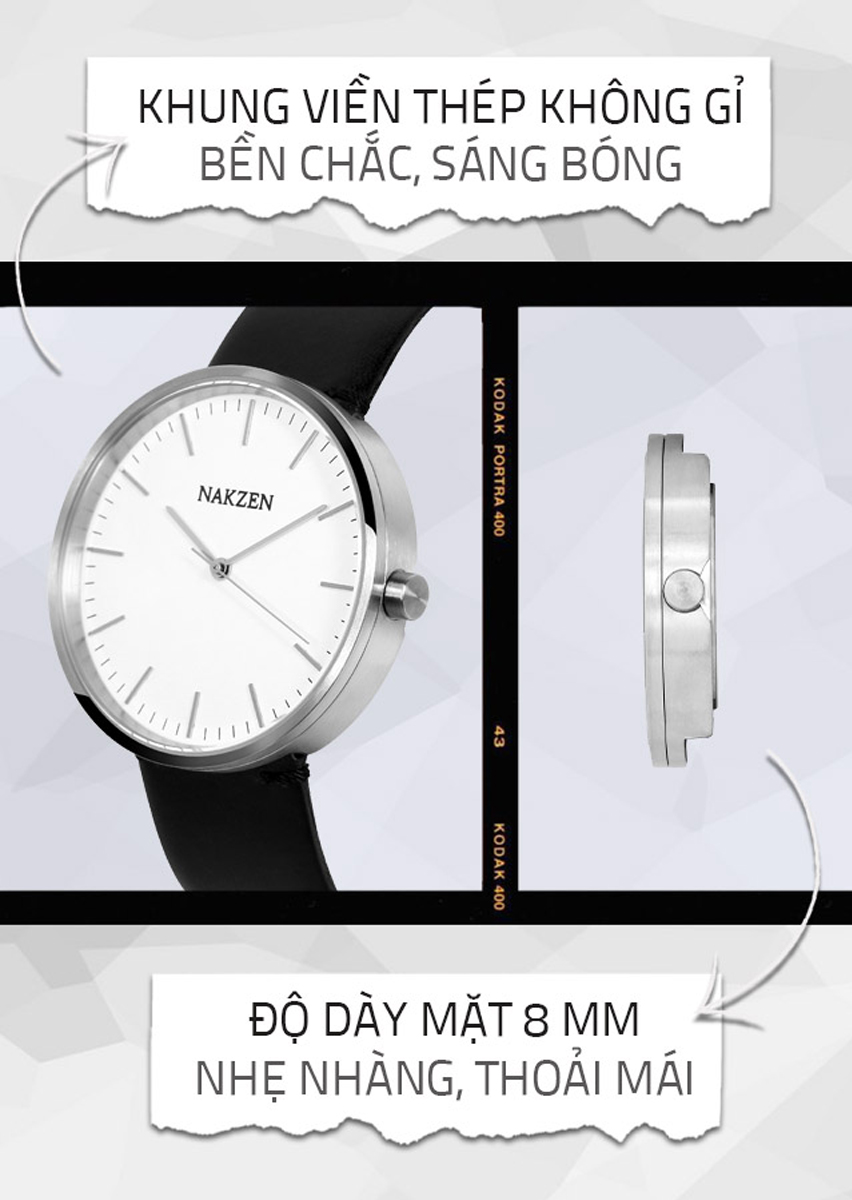 Đồng hồ Nam Nakzen SL9287GBK-7 c&oacute; khung viền th&eacute;p kh&ocirc;ng gỉ