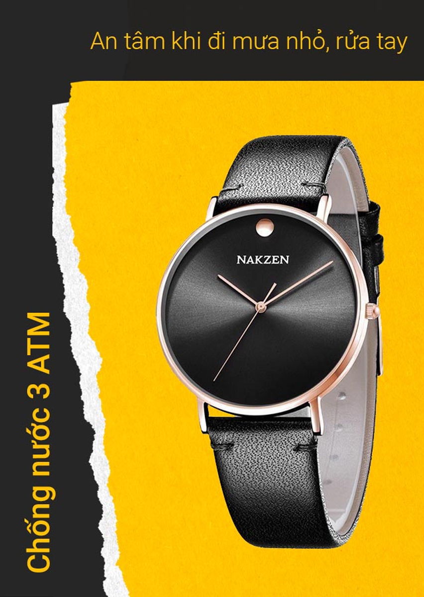 Đồng hồ Nam Nakzen SL4105GBK-1NR c&oacute; thiết kế tối giản