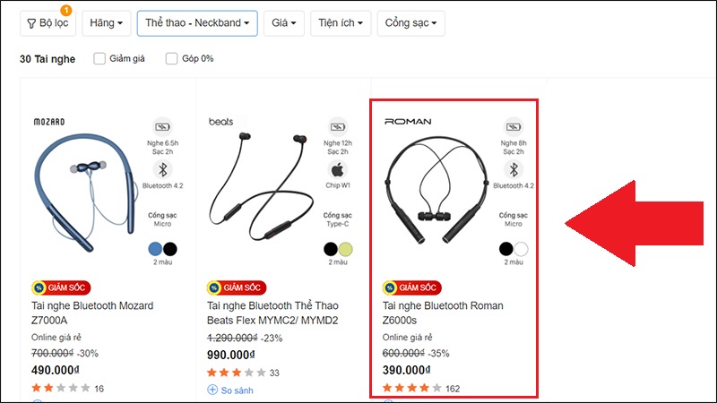 Nhấn chọn sản phẩm bạn muốn mua