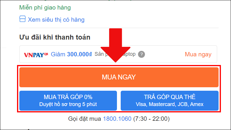 Chọn hình thức thanh toán