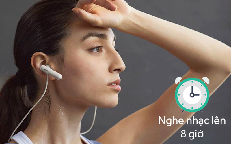 Bạn có thể nghe nhạc lên đến 8 giờ với tai nghe Bluetooth Sony WI-SP500