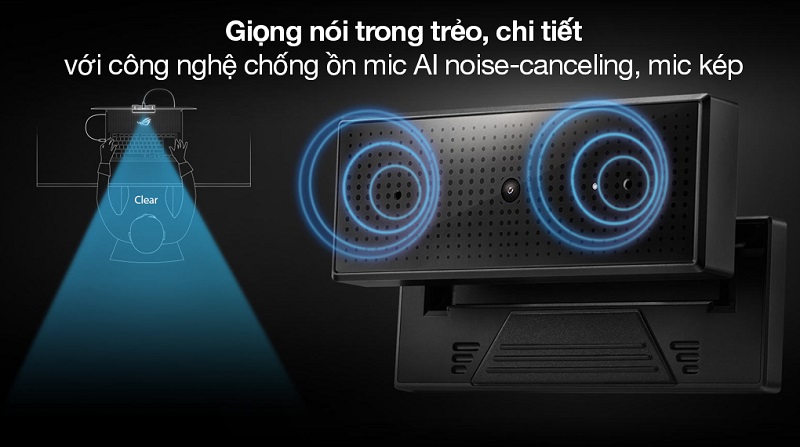 Webcam ASUS được hỗ trợ công nghệ chống ồn mic AI noise-canceling