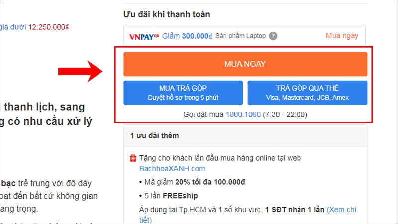 Chọn phương thức thanh to&aacute;n