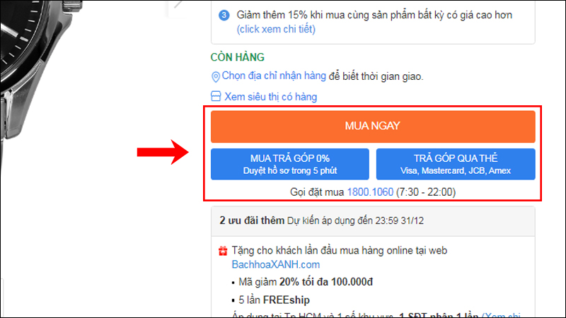 Chọn phương thức thanh toán