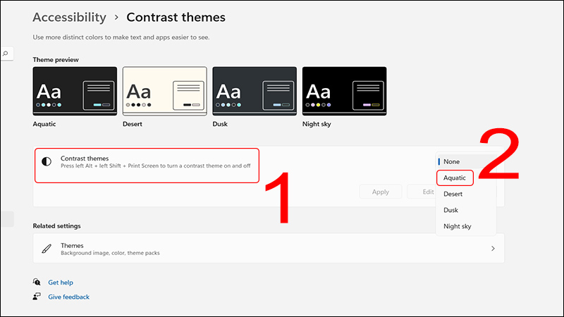 Menu Contrast Themes