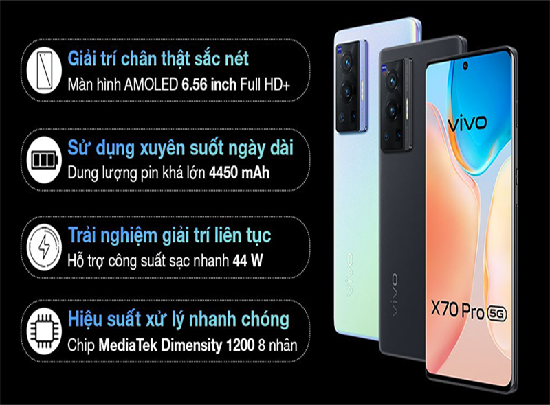 Vivo X70 Pro trang bị một cấu hình khủng với chip MediaTek Dimensity 1200