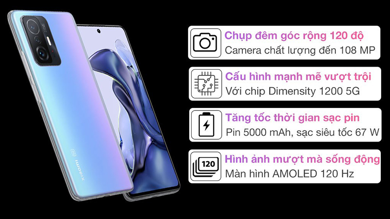 Xiaoni 11T trang bị con chip MediaTek Dimensity 1200 8 nhân, 8GB RAM và 256 GB ROM