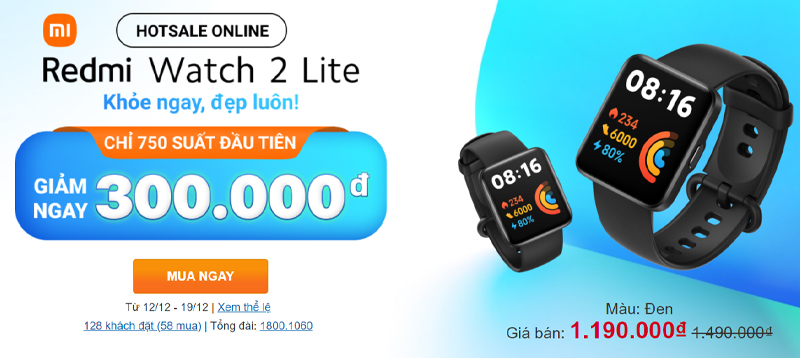 Redmi Watch 2 Lite với mức giá siêu ưu đãi 