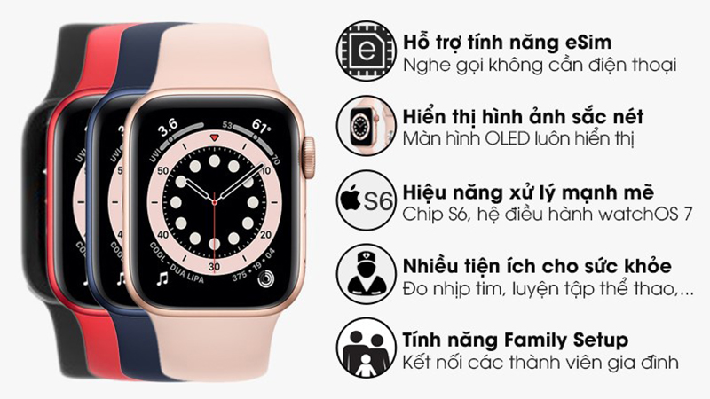 Apple Watch S6 LTE được trang bị màn hình OLED Retina 1.57 inches
