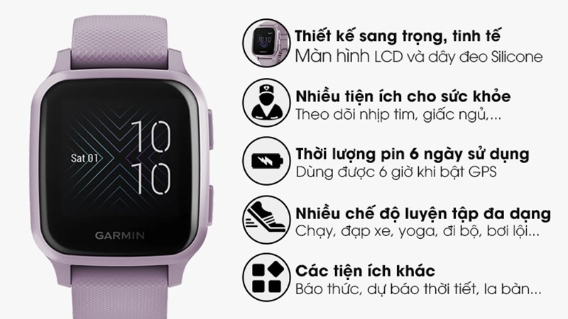 Công nghệ màn hình LCD của Garmin Venu SQ mang đến trải nghiệm tốt