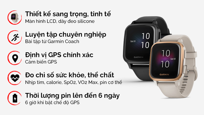 Đồng hồ Garmin Venu SQ Music sử dụng công nghệ màn hình LCD hiện đại