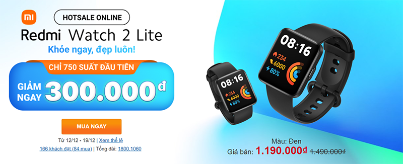 Hotsale Online khi đặt mua Redmi Watch 2 Lite