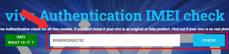 Nhập IMEI v&agrave; chọn CHECK