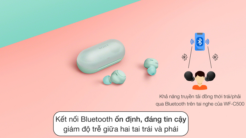 Tai nghe được kết nối với điện thoại thông qua Bluetooth 5.0