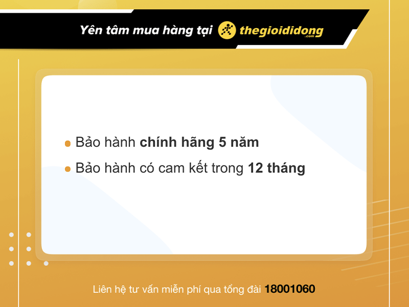 Chế độ bảo hành sẽ tùy thuộc vào từng sản phẩm, thời gian