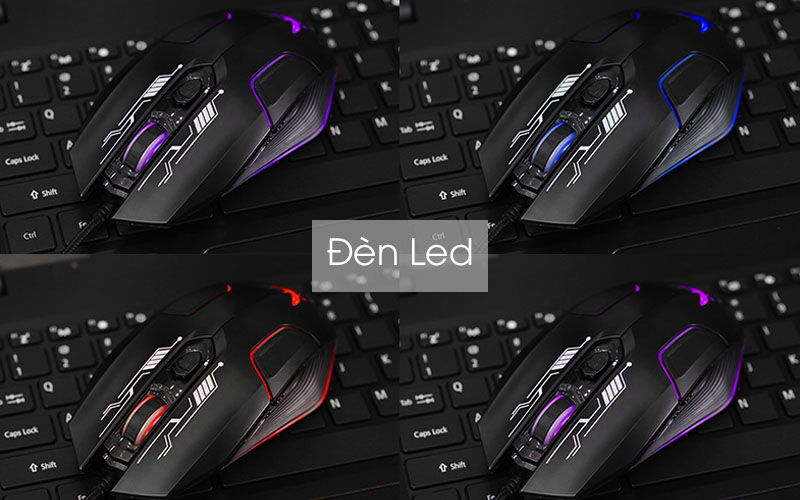 Chuột Gaming Zadez G-610M trang bị hệ thống đèn LED 4 màu