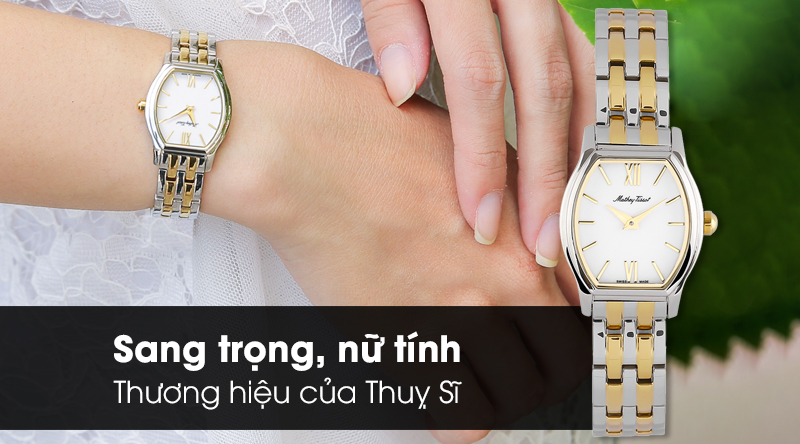Đồng hồ kim nữ dây kim loại Mathey Tissot D104PYI Bạc Vàng với màu sắc và kiểu dáng quý phái, sang trọng