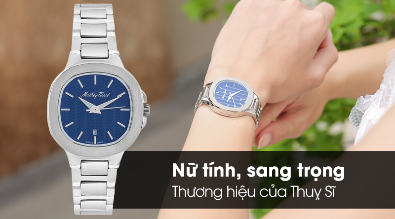 Đồng hồ kim nữ dây kim loại Mathey Tissot D152ABU Bạc có kiểu dáng mặt đồng hồ cá tính