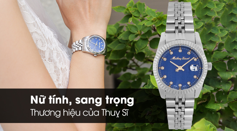 Đồng hồ kim nữ dây kim loại  Mathey Tissot D810ABU Bạc có thiết kế độc đáo, trẻ trung, sành điệu