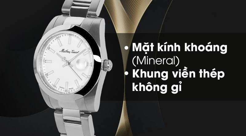 Đồng hồ kim nam dây kim loại Mathey Tissot D450AI Bạc mang thiết kế với sắc bạc sang trọng
