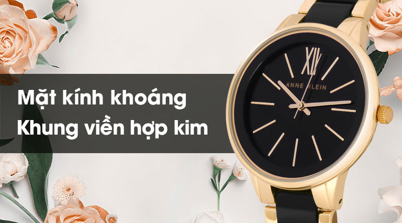 Đồng hồ nữ Anne Klein AK/1412BKGB có khung viền làm từ hợp kim
