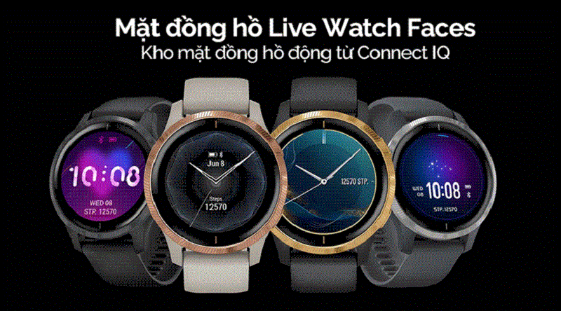 Đồng hồ Garmin Venu được trang bị màn hình động Live Watch Faces