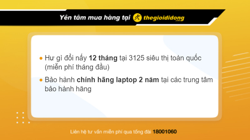 Chính sách bảo hành laptop tại Thế Giới Di Động