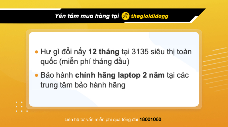 Chính sách bảo hành laptop tại Thế Giới Di Động