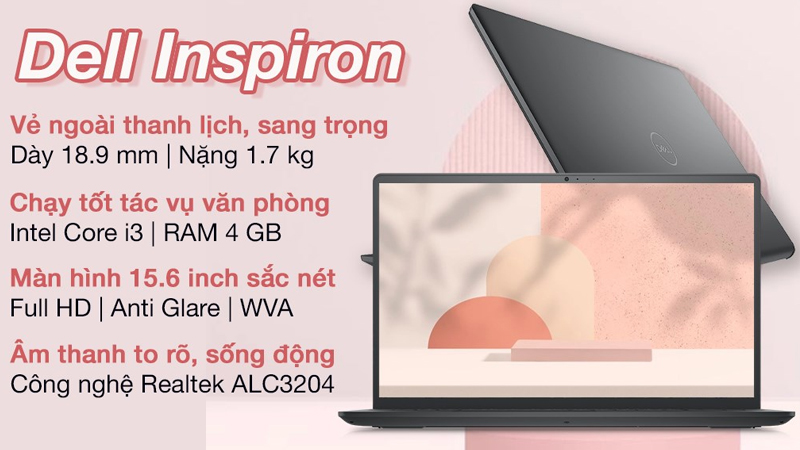 Màn hình viền mỏng, kích thước 15.6 inch cho tầm nhìn rộng