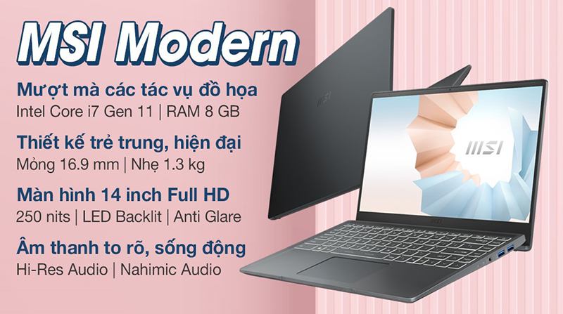 Laptop MSI Modern 14 (618VN) giúp sử dụng tối ưu nhiều tác vụ