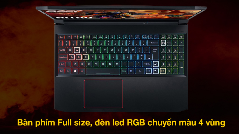 Bàn phím Fullsize được thiết kế đèn chuyển màu RGB